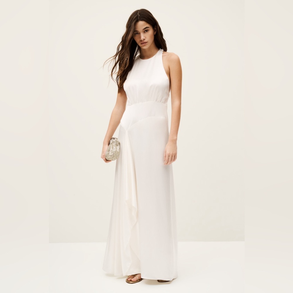 NWT ba&sh White Halter Evening Gown
